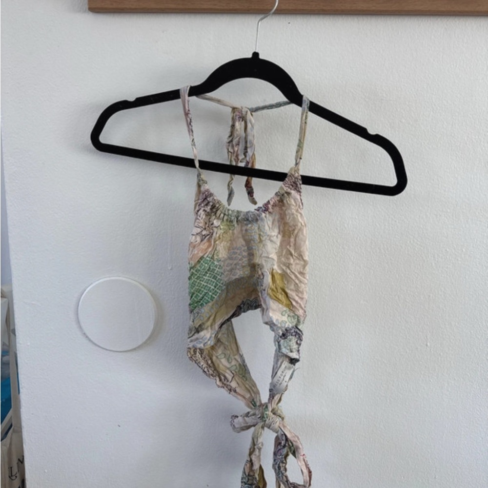 Multicolor Tie-Back Halter Top